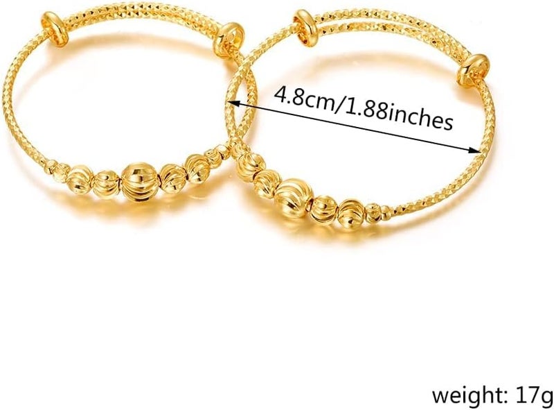 Ethlyn 2Pcs/Lot Kids Jewelry Gold Plated Adjustable Beads Bracelet Bangle Birthday Christmas Gifts for Girls 4years old - Image 5
